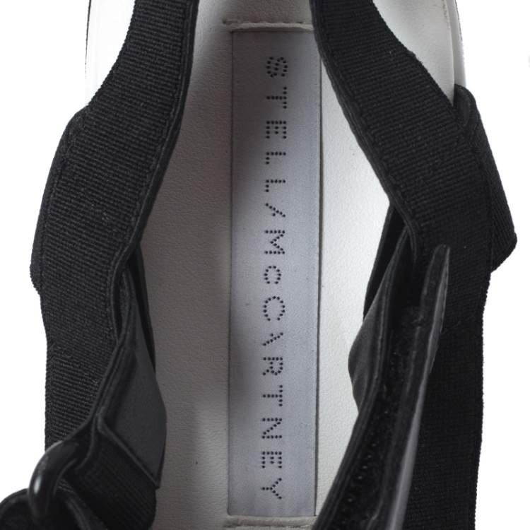 Pre Owned Stella McCartney Black/White Fabric Sneak Elyse Platform Sandals Size 35.5
