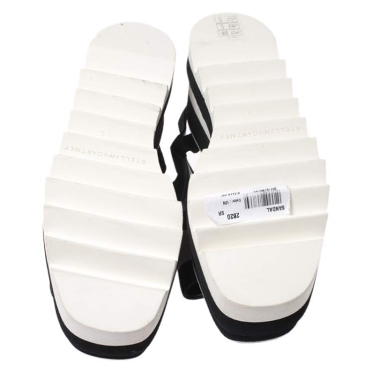 Pre Owned Stella McCartney Black/White Fabric Sneak Elyse Platform Sandals Size 35.5