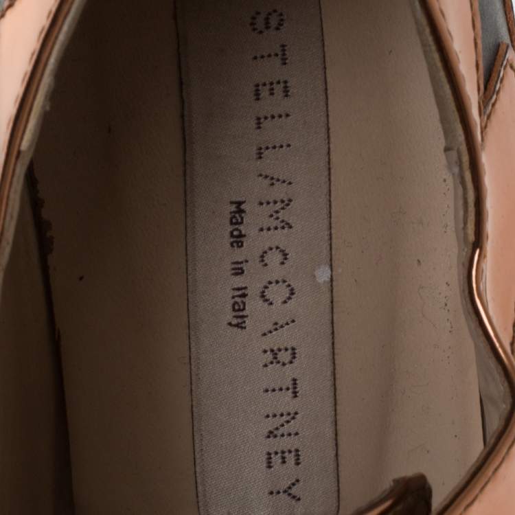 Pre Owned Stella McCartney Metallic Bronze Faux Patent Leather Elyse Star Platform Sneakers Size 37