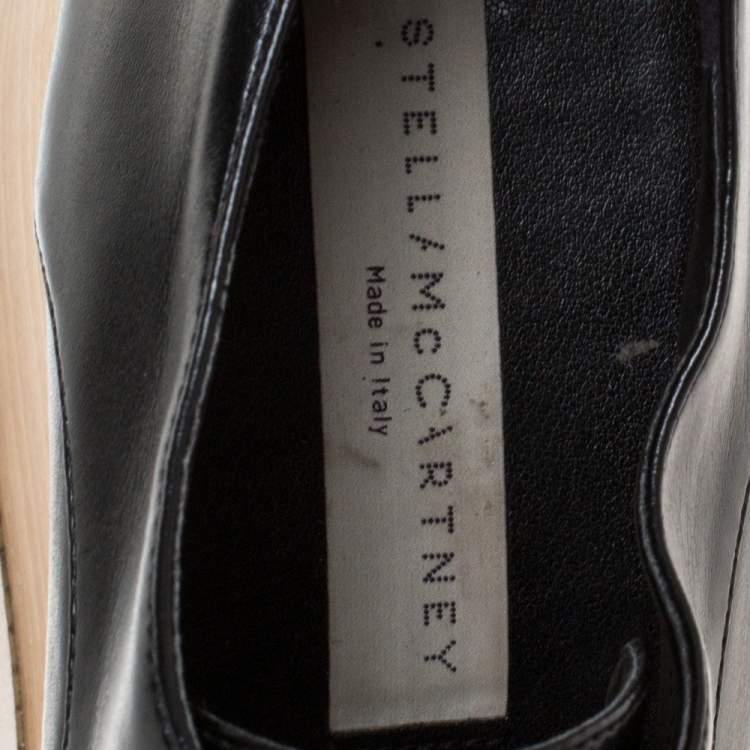 Pre Owned Stella McCartney Black Faux Leather Elyse Platform Derby Sneakers Size 36.5
