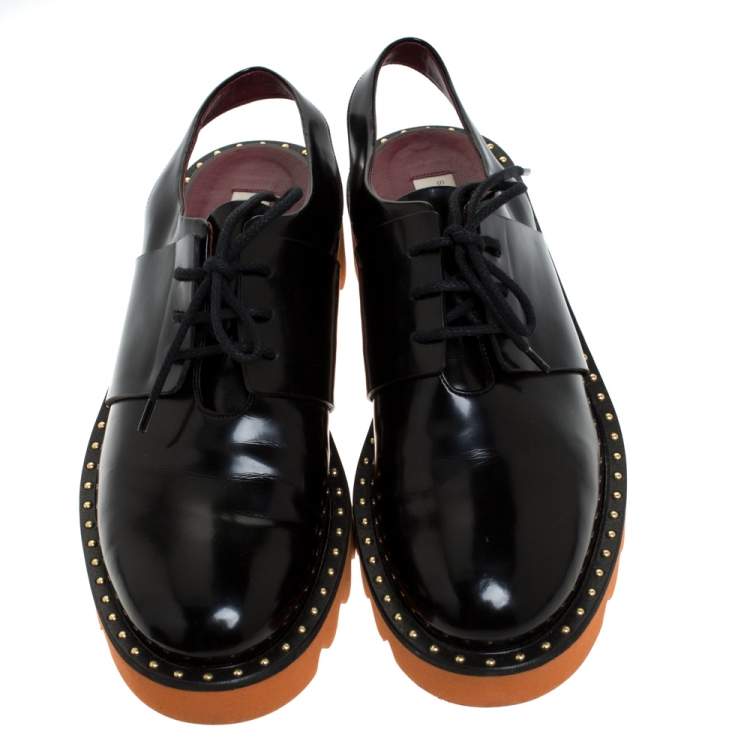 مملوكة مسبقًا Stella McCartney Black Faux Leather Odette Slingback Derby Size 39