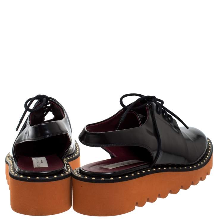 مملوكة مسبقًا Stella McCartney Black Faux Leather Odette Slingback Derby Size 39