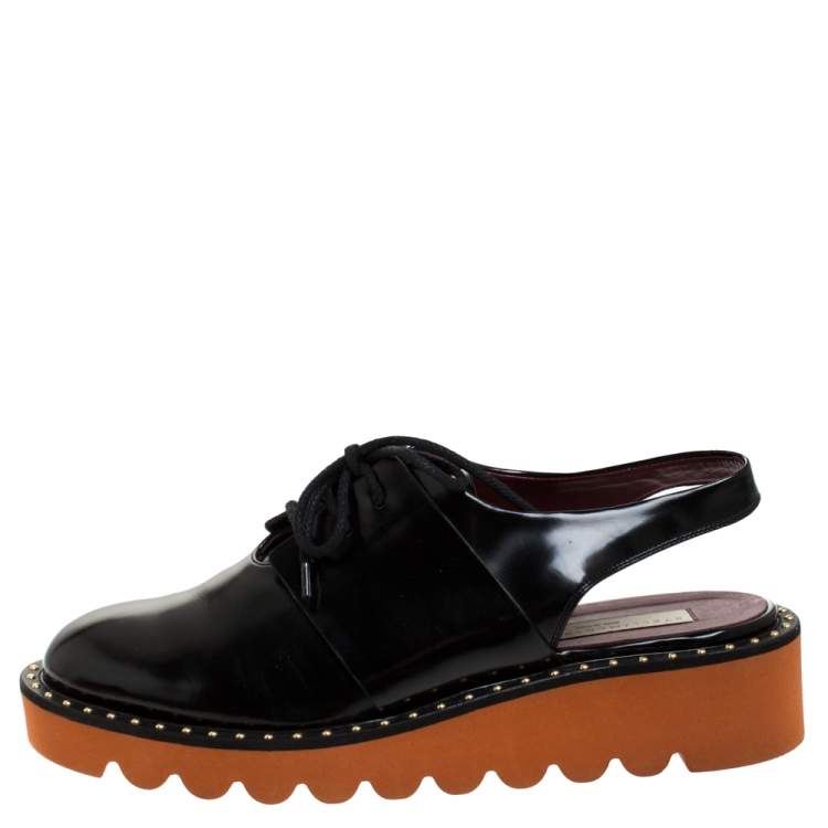 مملوكة مسبقًا Stella McCartney Black Faux Leather Odette Slingback Derby Size 39