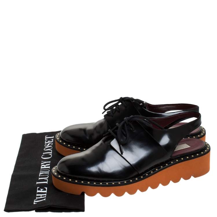 مملوكة مسبقًا Stella McCartney Black Faux Leather Odette Slingback Derby Size 39