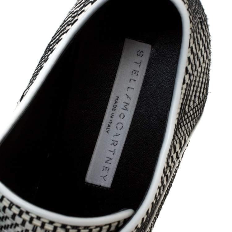Pre Owned Stella McCartney Black/White Faux Leather Elyse Platform Derby Size 39