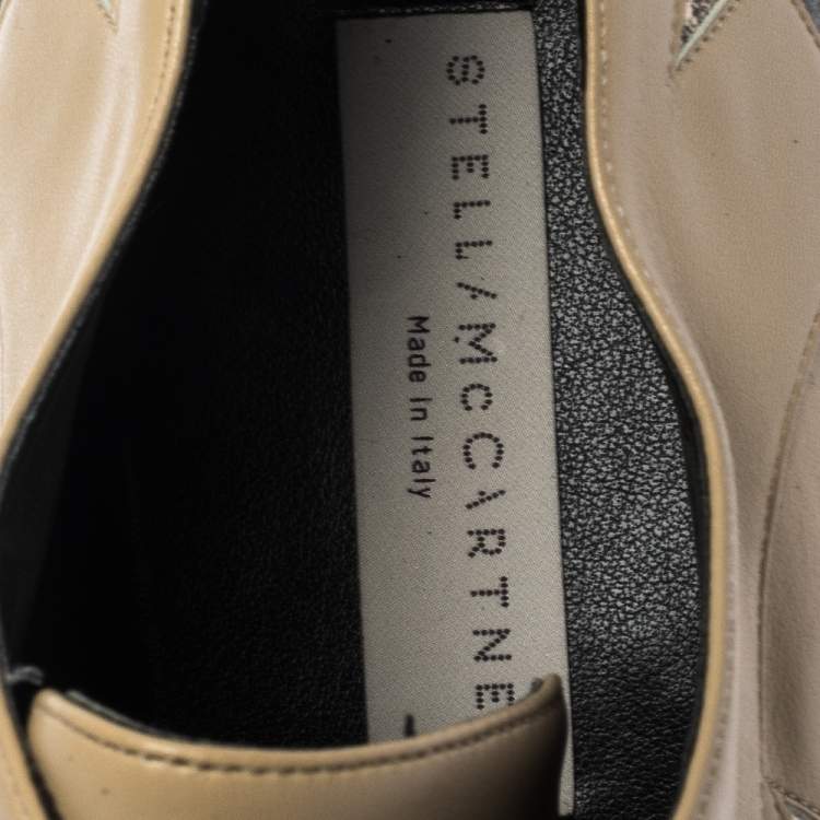 Pre Owned Stella McCartney Beige Faux Leather Elyse Star Platform Lace Up Derby Size 41