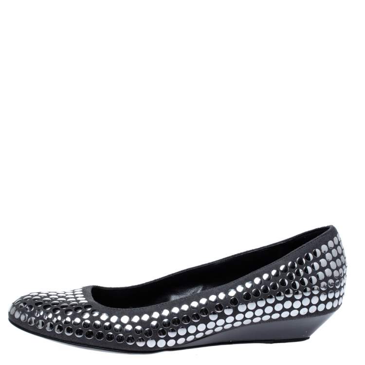 Pre Owned Stella McCartney Grey Faux Suede Studded Ballet Flats Size 36