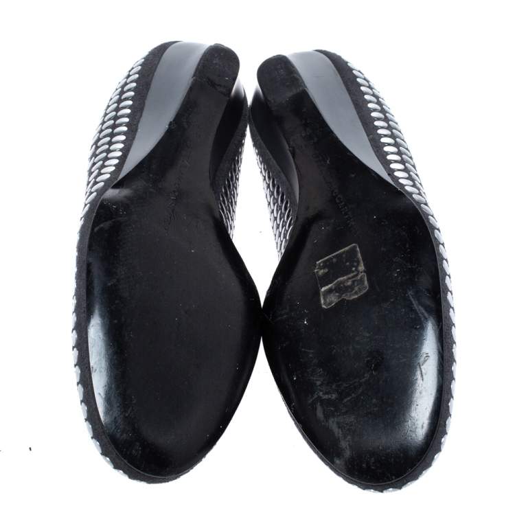 Pre Owned Stella McCartney Grey Faux Suede Studded Ballet Flats Size 36
