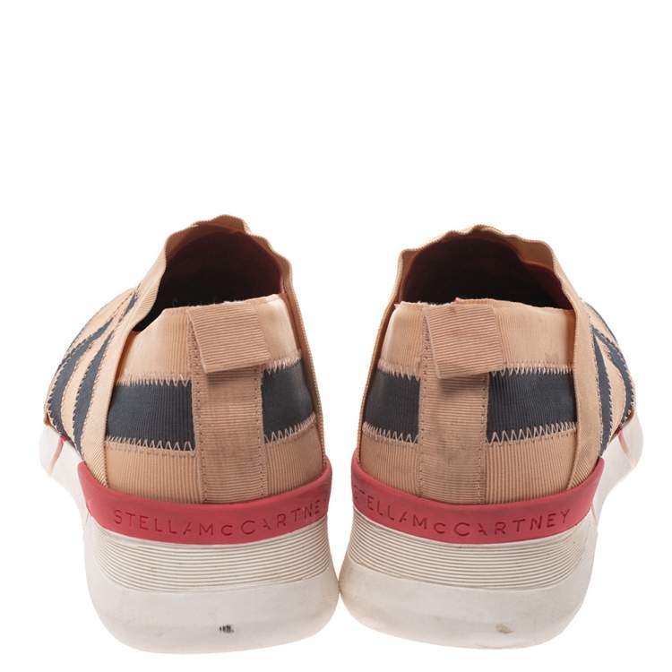 Pre Owned Stella McCartney Beige/Grey Elastic Slip On Sneakers Size 39 
