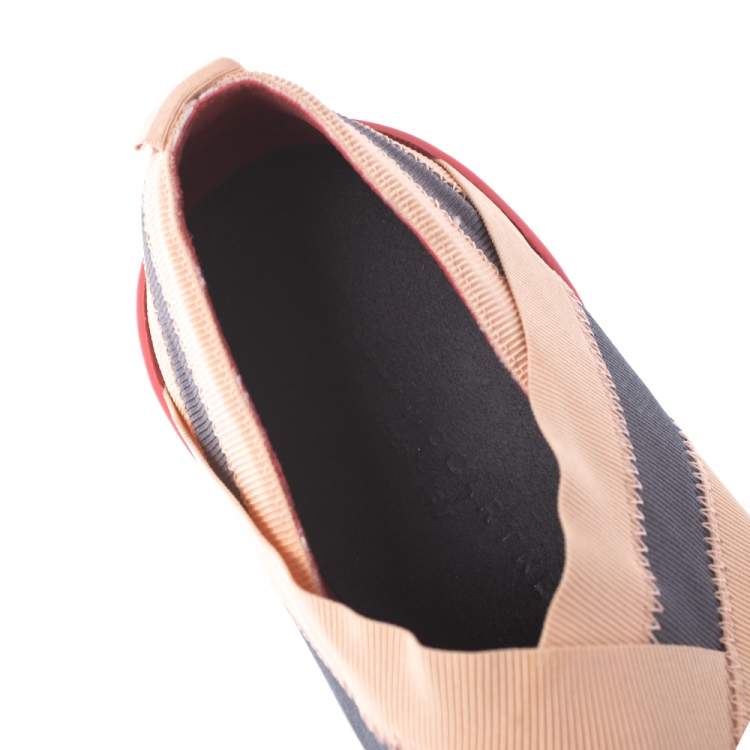 Pre Owned Stella McCartney Beige/Grey Elastic Slip On Sneakers Size 39 