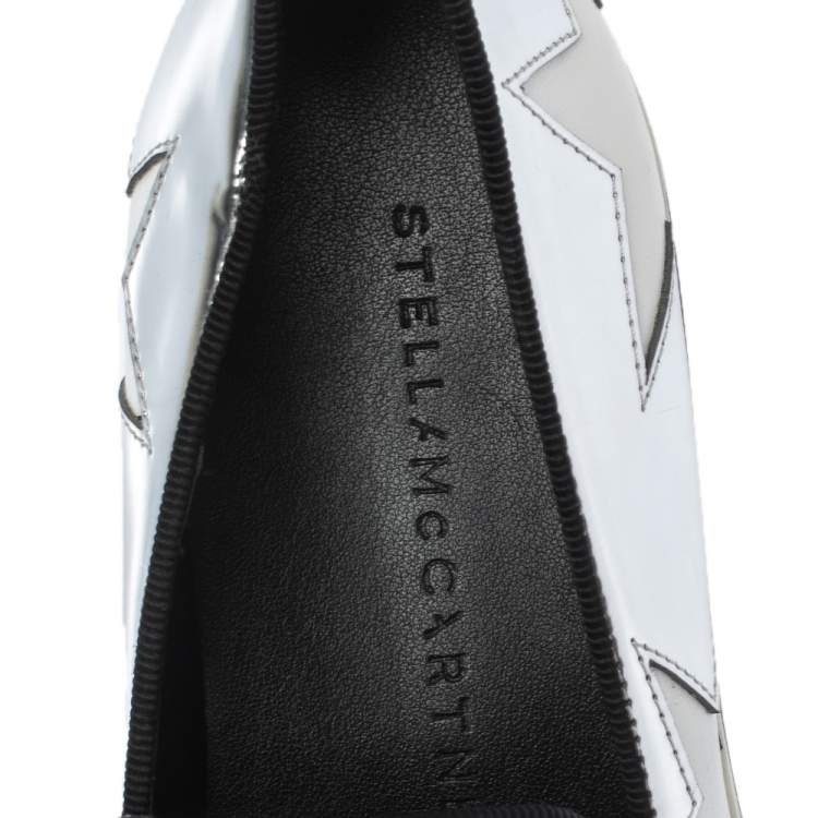 مملوكة مسبقًا Stella McCartney Metallic Silver White Star Platform Binx Sneakers Size 35