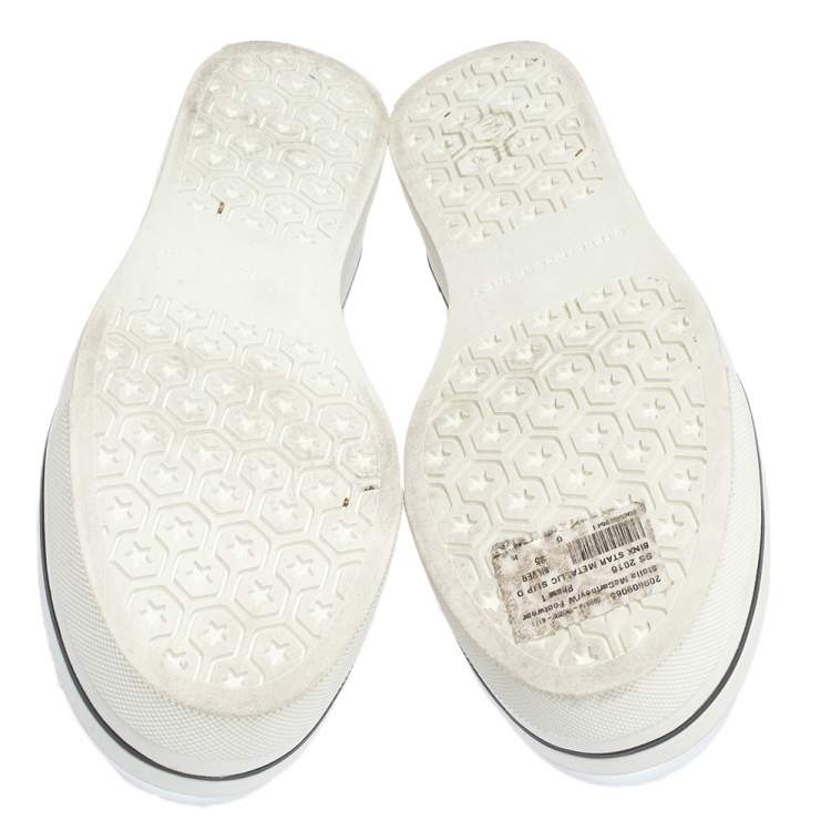 مملوكة مسبقًا Stella McCartney Metallic Silver White Star Platform Binx Sneakers Size 35