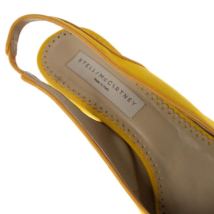 Pre Owned Stella McCartney Yellow Canvas Slingback Wedges Size 40