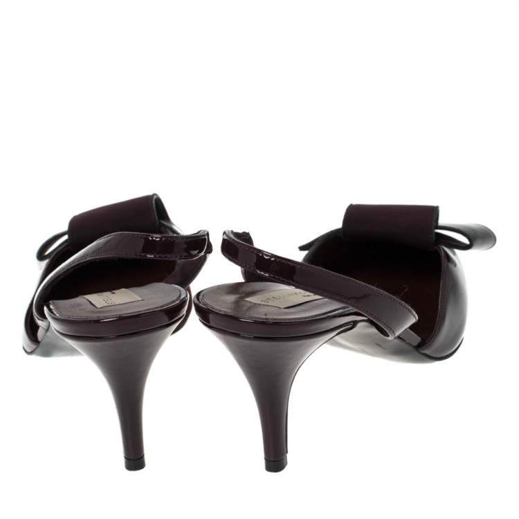 Pre Owned Stella McCartney Burgundy Faux Patent Leather Slingback Sandals Size 36.5 