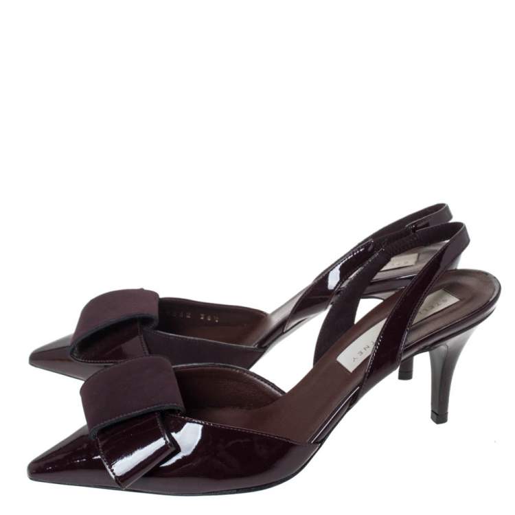 Pre Owned Stella McCartney Burgundy Faux Patent Leather Slingback Sandals Size 36.5 