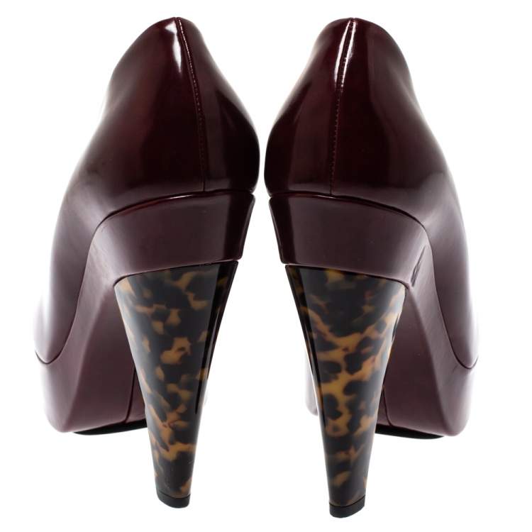 Pre Owned Stella McCartney Burgundy Leather Corinne Platform Pumps Size 40