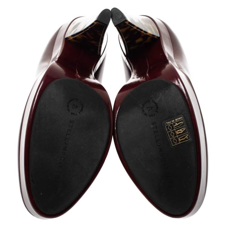Pre Owned Stella McCartney Burgundy Leather Corinne Platform Pumps Size 40