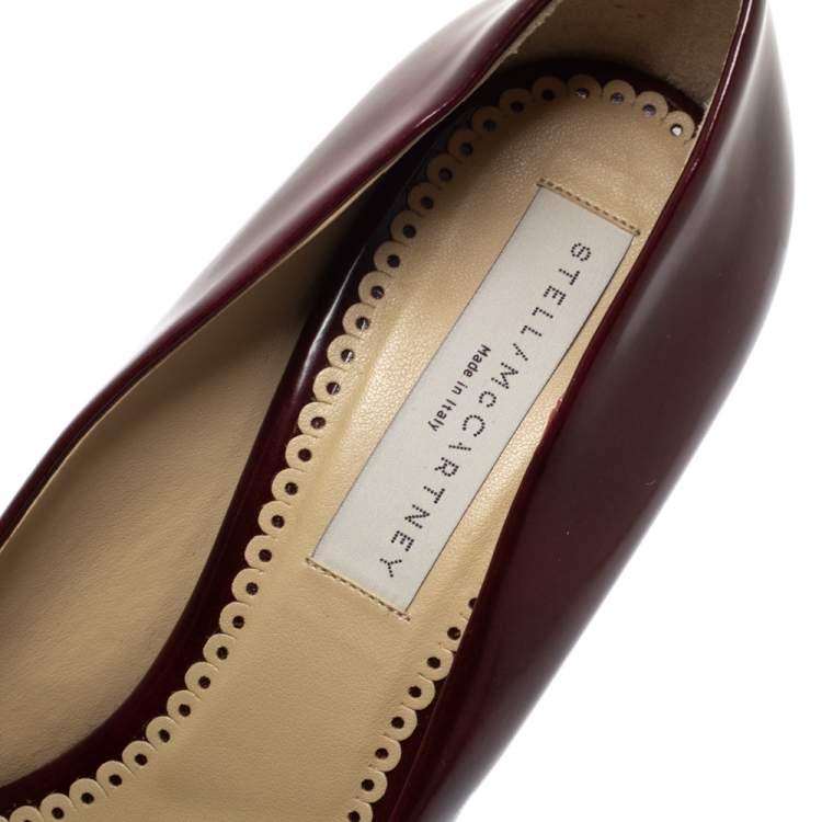 Pre Owned Stella McCartney Burgundy Leather Corinne Platform Pumps Size 40