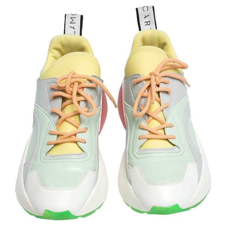 Pre Owned Stella McCartney Multicolor Faux Leather And Stretch Fabric Eclypse Sneakers Size 39