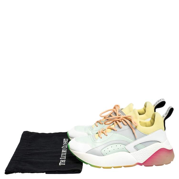 Pre Owned Stella McCartney Multicolor Faux Leather And Stretch Fabric Eclypse Sneakers Size 39