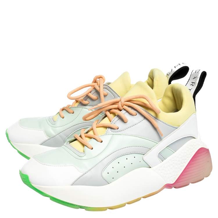 Pre Owned Stella McCartney Multicolor Faux Leather And Stretch Fabric Eclypse Sneakers Size 39