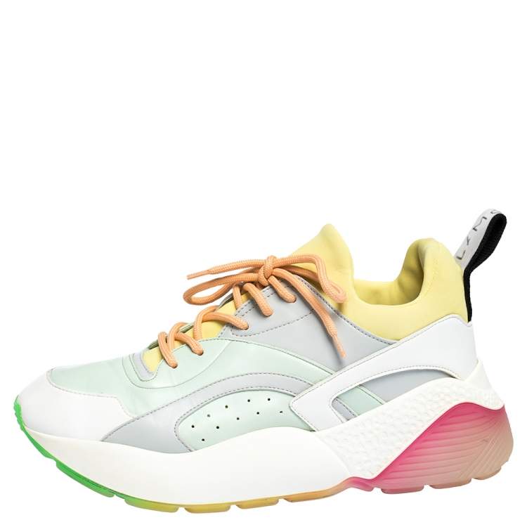 Pre Owned Stella McCartney Multicolor Faux Leather And Stretch Fabric Eclypse Sneakers Size 39