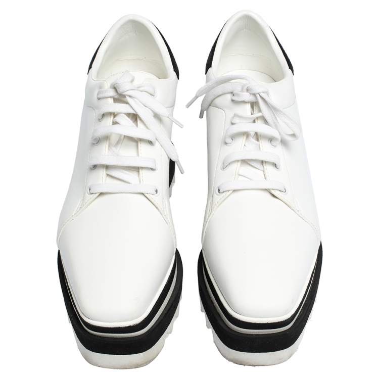 Pre Owned Stella McCartney White Faux Leather Elyse Platform Derby Size 37
