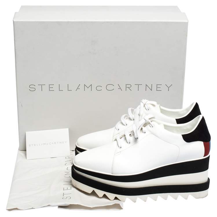 Pre Owned Stella McCartney White Faux Leather Elyse Platform Derby Size 37