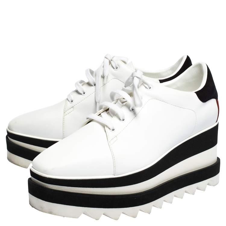 Pre Owned Stella McCartney White Faux Leather Elyse Platform Derby Size 37