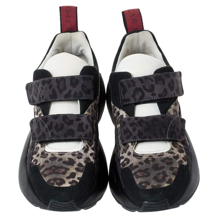 Pre Owned Stella McCartney Multicolor Leopard Print Fabric Eclypse Lace Up Sneakers Size 39