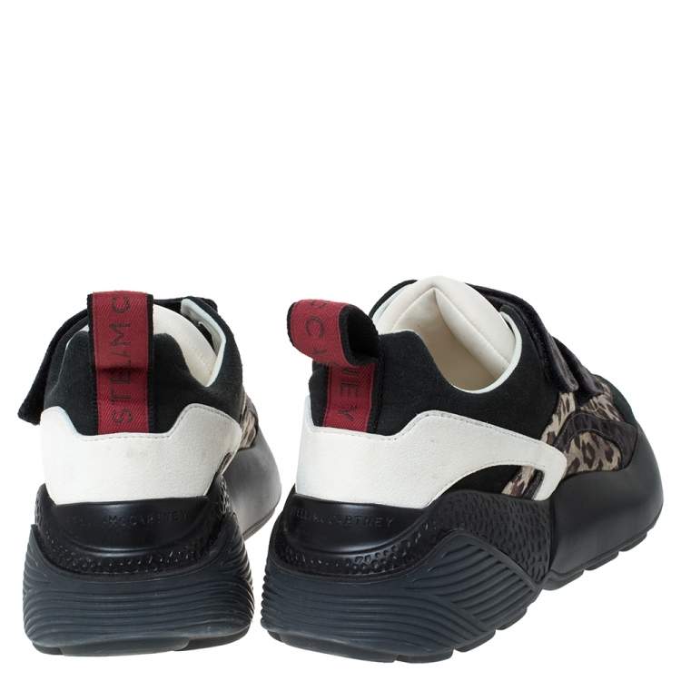 Pre Owned Stella McCartney Multicolor Leopard Print Fabric Eclypse Lace Up Sneakers Size 39