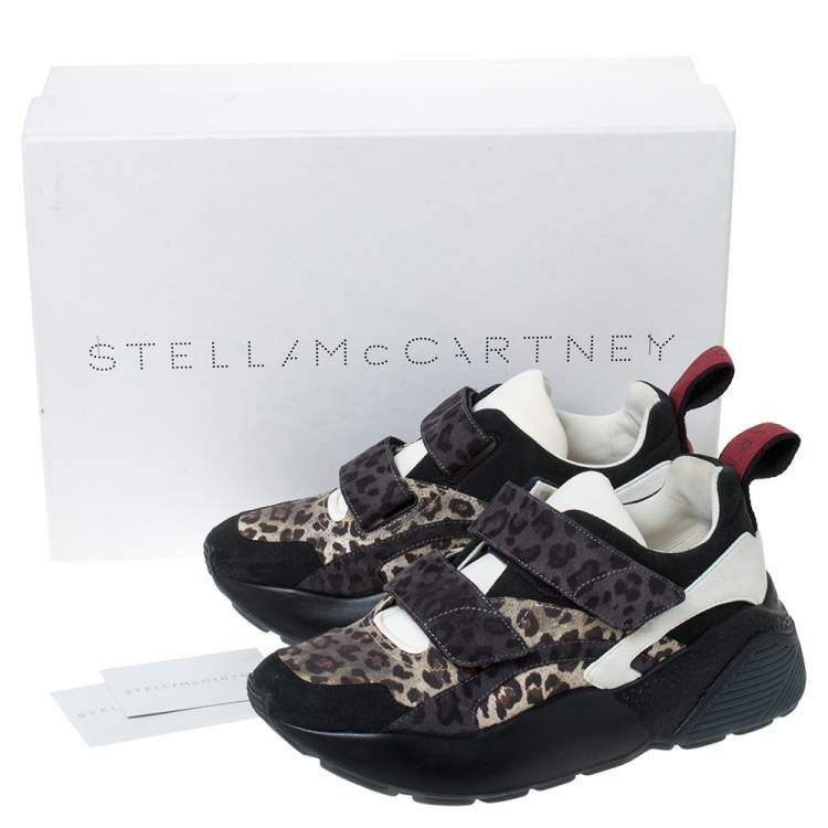 Pre Owned Stella McCartney Multicolor Leopard Print Fabric Eclypse Lace Up Sneakers Size 39