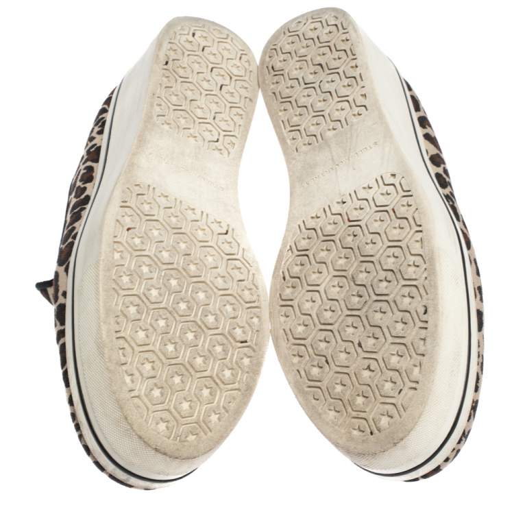 Pre Owned Stella McCartney Multicolor Leopard Print Canvas Platform Slip On Sneakers Size 40