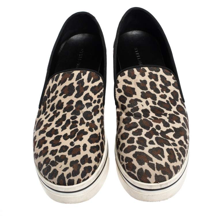 Pre Owned Stella McCartney Multicolor Leopard Print Canvas Platform Slip On Sneakers Size 40
