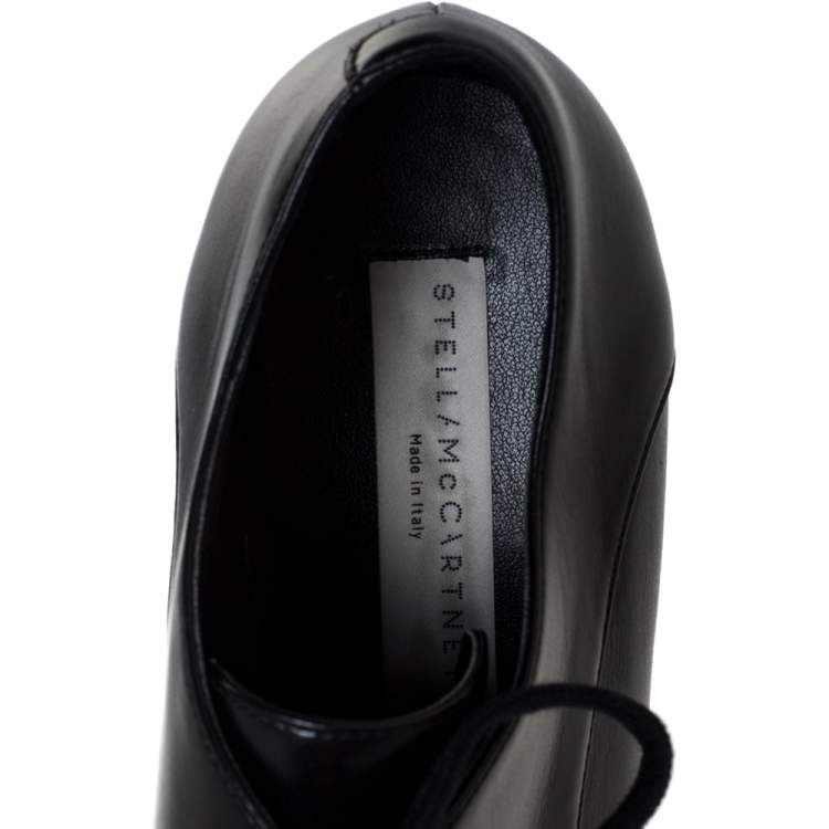 Pre Owned Stella McCartney Black Faux Leather Elyse Platform Derby Sneakers Size 36