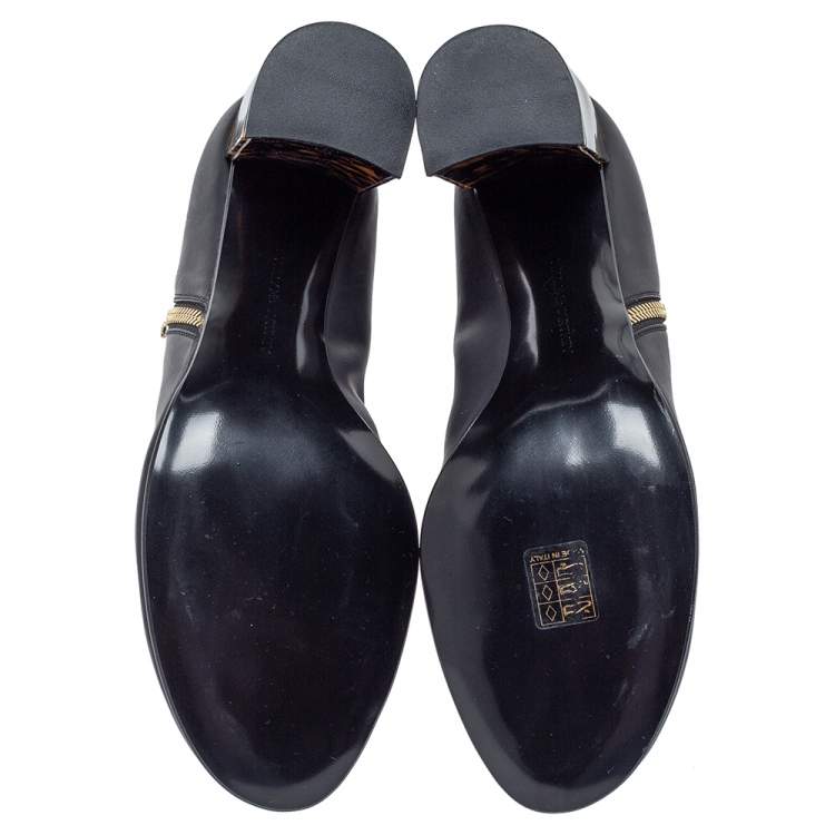 Pre Owned Stella McCartney Black Faux Leather Block Heel Ankle Booties Size 41