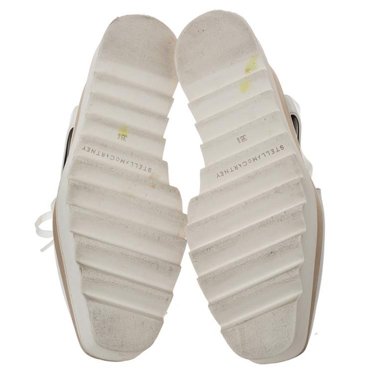 Pre Owned Stella McCartney White Faux Leather Elyse Cut Out Platform Sneakers Size 38.5