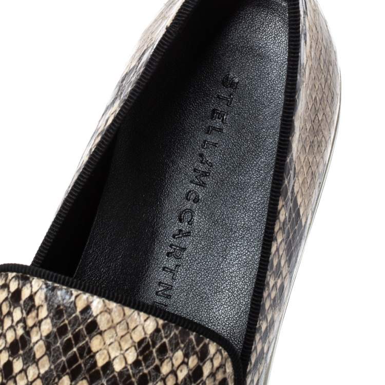 Pre Owned Stella McCartney Brown Faux Python Platform Slip On Sneakers Size 37