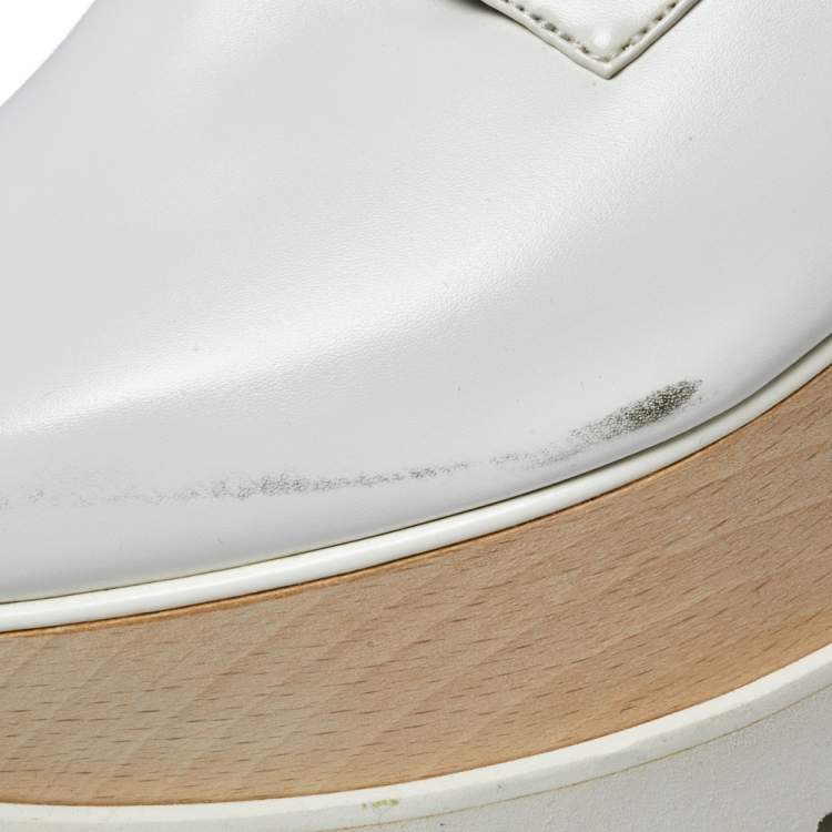 Pre Owned Stella McCartney White Faux Leather Elyse Platform Derby Size 37