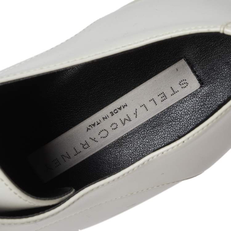 Pre Owned Stella McCartney White Faux Leather Elyse Platform Derby Size 37