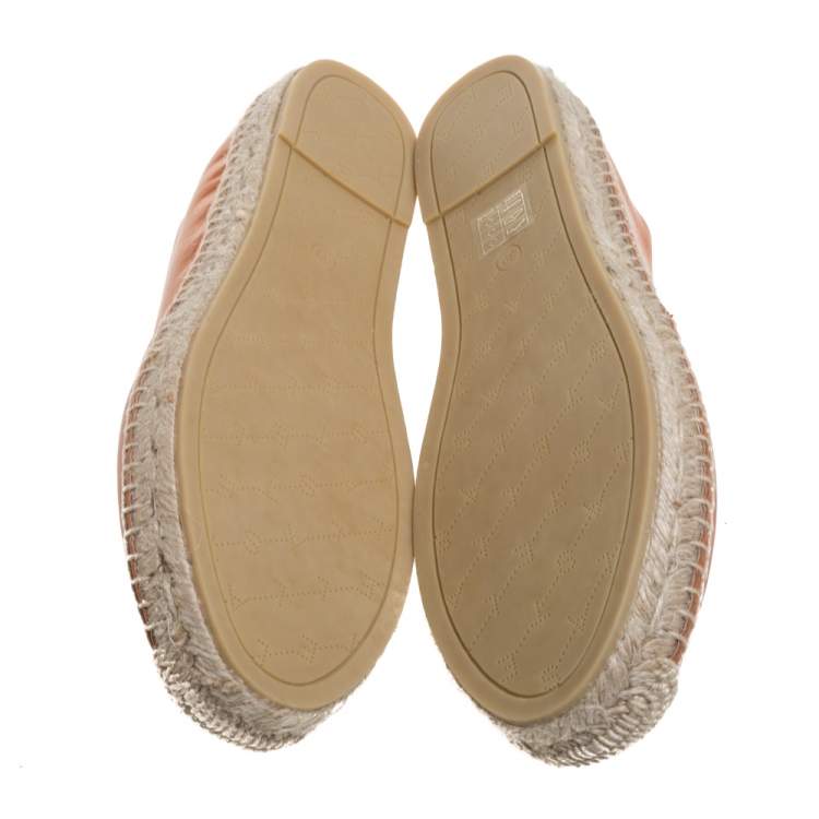 Pre Owned Stella McCartney Orange Faux Leather Logo Espadrilles Size 39