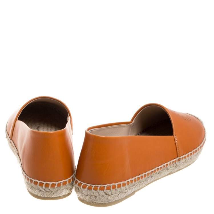 Pre Owned Stella McCartney Orange Faux Leather Logo Espadrilles Size 39