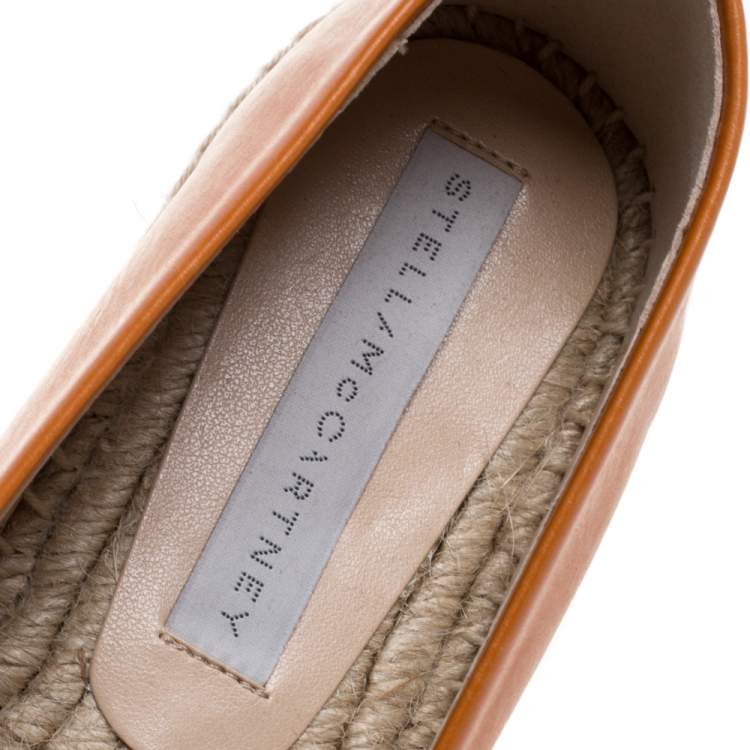 Pre Owned Stella McCartney Orange Faux Leather Logo Espadrilles Size 39