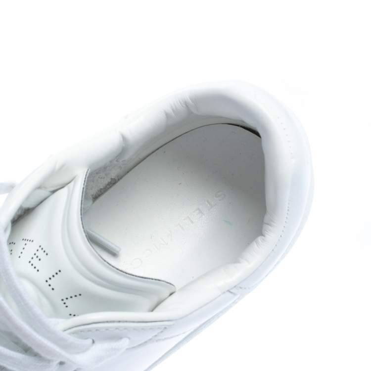 Pre Owned Stella McCartney White Faux Leather Loop Sneakers Size 39