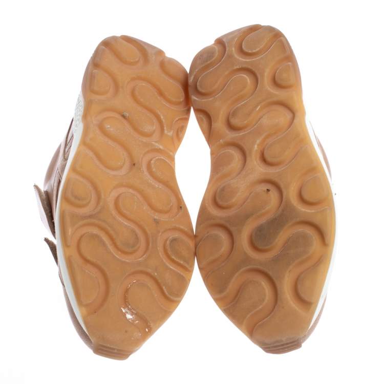 Pre Owned Stella McCartney Nude Faux Leather and Faux Suede Eclypse Velcro Sneakers Size 39