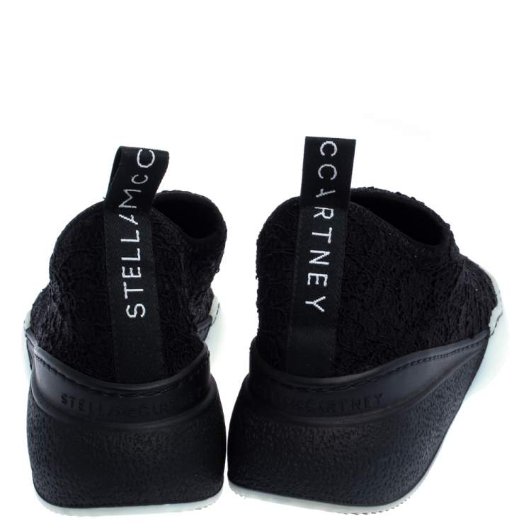 Pre Owned Stella McCartney Black Lace Loop Slip On Sneakers Size 39