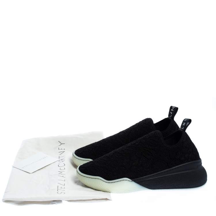 Pre Owned Stella McCartney Black Lace Loop Slip On Sneakers Size 39