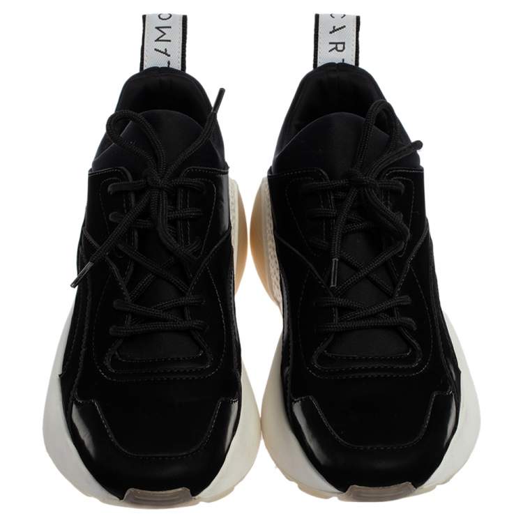 Pre Owned  Stella McCartney Black Polyamide Fabric Eclypse Low Top  Sneakers Size 37