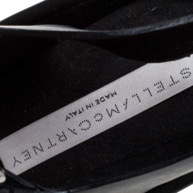 Pre Owned Stella McCartney Black Faux Leather Buckle Block Heel Platform Sandals Size 38