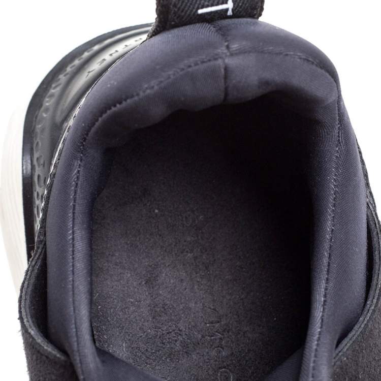 Pre Owned Stella McCartney Black Faux Suede And Embossed Leather Eclypse Low Top Sneakers Size 39